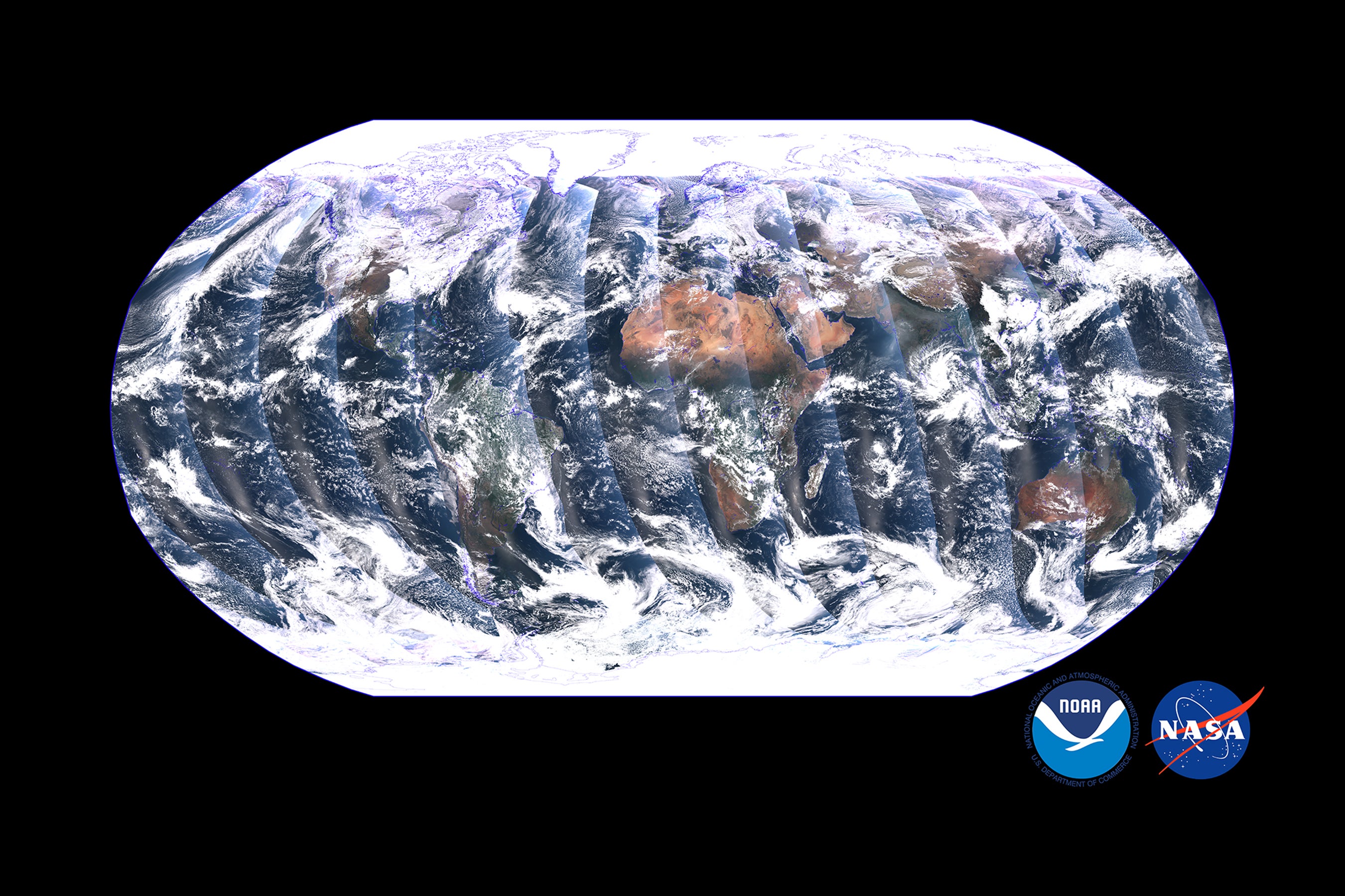 polar-orbiting satellites capture swaths of data throughout the full globe.