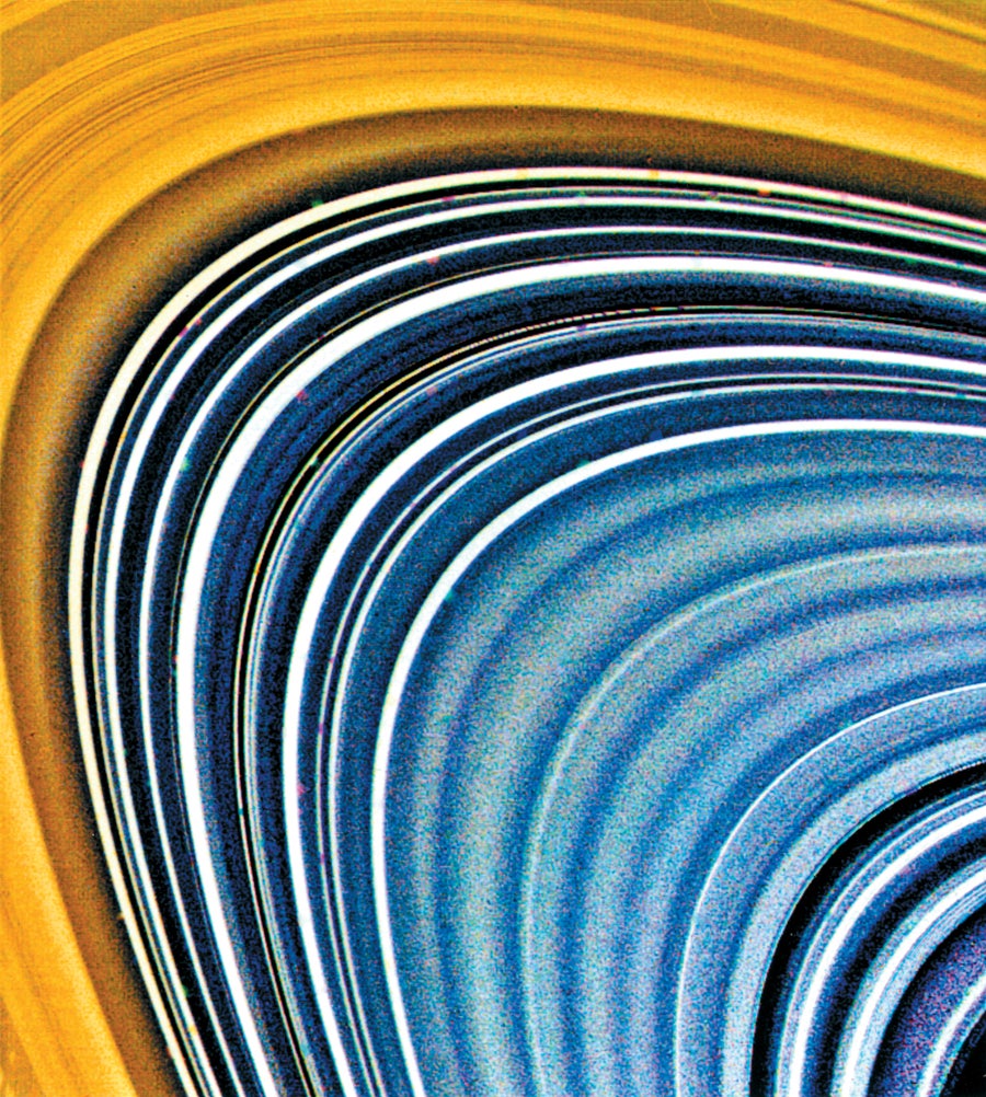 Saturn's C-ring, blue and yellow lines