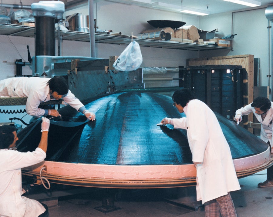 Engineers working on antenna