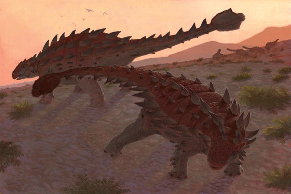 Illustration of two Zuul engage in combat