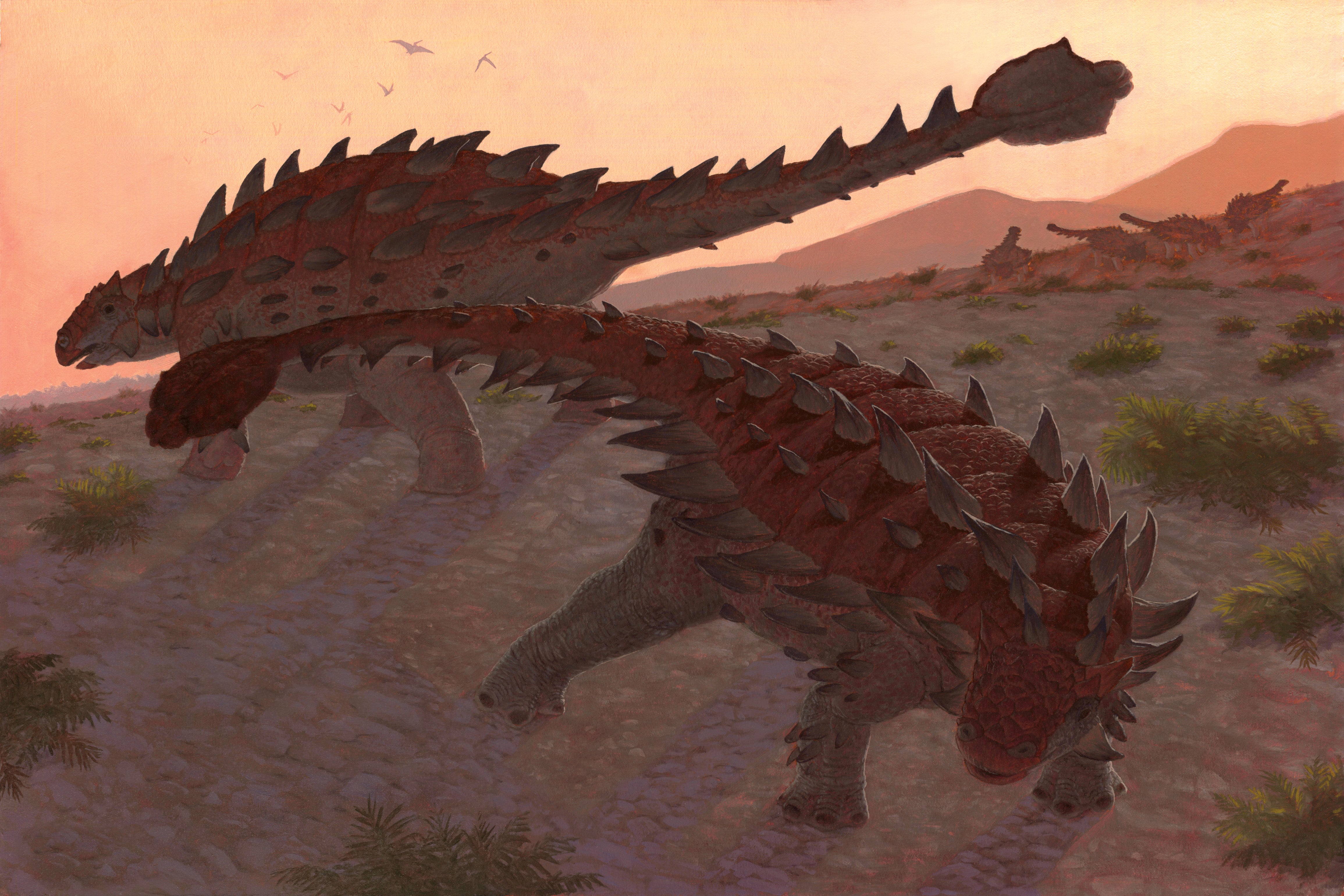 Illustration of two Zuul engage in combat
